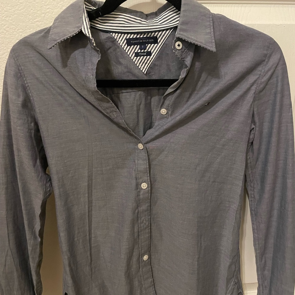 Tommy Hilfiger Women Button down shirts Dark gray color Size 2